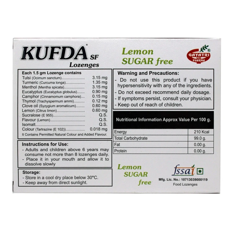 KUFDA Lemon Lozenges Sugar Free